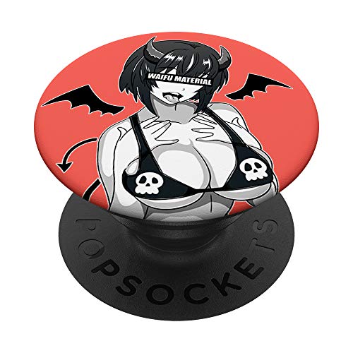 Ahegao waifu material - lewd devil face anime demon girl art PopSockets PopGrip: Swappable Grip for Phones & Tablets
