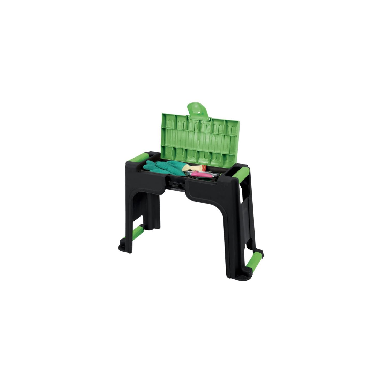 KINZO Pack Jardinage Confort Agenouilloir Tabouret Rangement Ribimex + Kit 3 Outils Main Pelle Griffe Serfouette