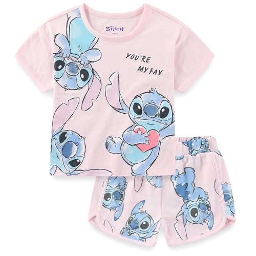 Image of Disney Lilo & Stitch Girls Short Sleeve T-Shirt and Shorts Set for Little and Big Kids