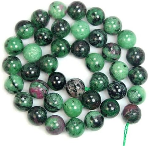 Miniatura 5 de Adabele - 2 hebras de piedras preciosas curativas de Anyolita verde rubí natural de zoisita de 2564 pulgadas (0.394 in), cuentas sueltas redondas