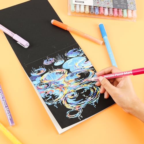 Grabie Canetas de tinta acrílica – marcadores de ponta extrafina de 28 cores para pintura de várias
