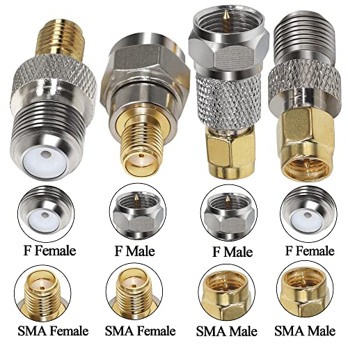 TUOLNK SMA to F Type Coax Connector Kit F to SMA Male to Female Coaxial Adapter Kit for WiFi Radios Antenna 4pcs - Image 2