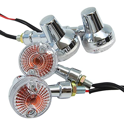 Ager ウインカー バイク 小型 ミニ 丸型 汎用 交換 12V 10W 4個セット クリア x メッキ