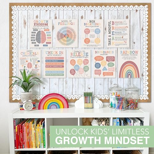 Hadley Designs 9 Mental Health Posters for Classroom - School Counselor Office Must Haves, Mental Health Therapy Office Decor, Growth Mindset Posters, Wheel of Feelings Chart, Boho Classroom Decor — view 5