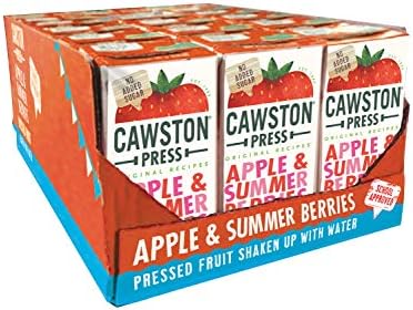 Cawston Press Fruit Water Kids Drink | Pressed Summer Berries Flavoured Water | 200ml x 18 Pack Berries & Apple Juice Cartons | School Approved  No Added Sugar  Vegan | Ideal for Kids Lunchbox