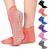 Pembrook Pilates Socks with Grips for Women - 6 Pair Pure Barre Socks | Ideal Sticky Socks for Yoga,...