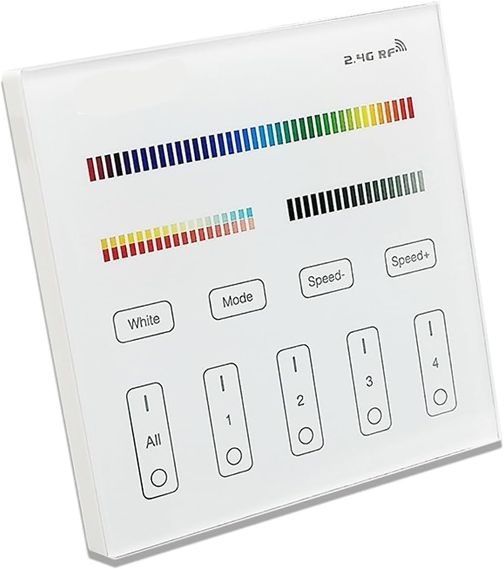 Four-Way RGB Light Strip Controller Supports Single Color, Double Color and Colorful 2.4G Touch Panel Control