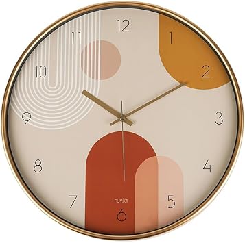 Muyika Modern Wall Clock Bohemian Style   Glass Front Surface with Quiet Mechanism, Digital Printing - Pino Bhm 42 Pinobhmyn