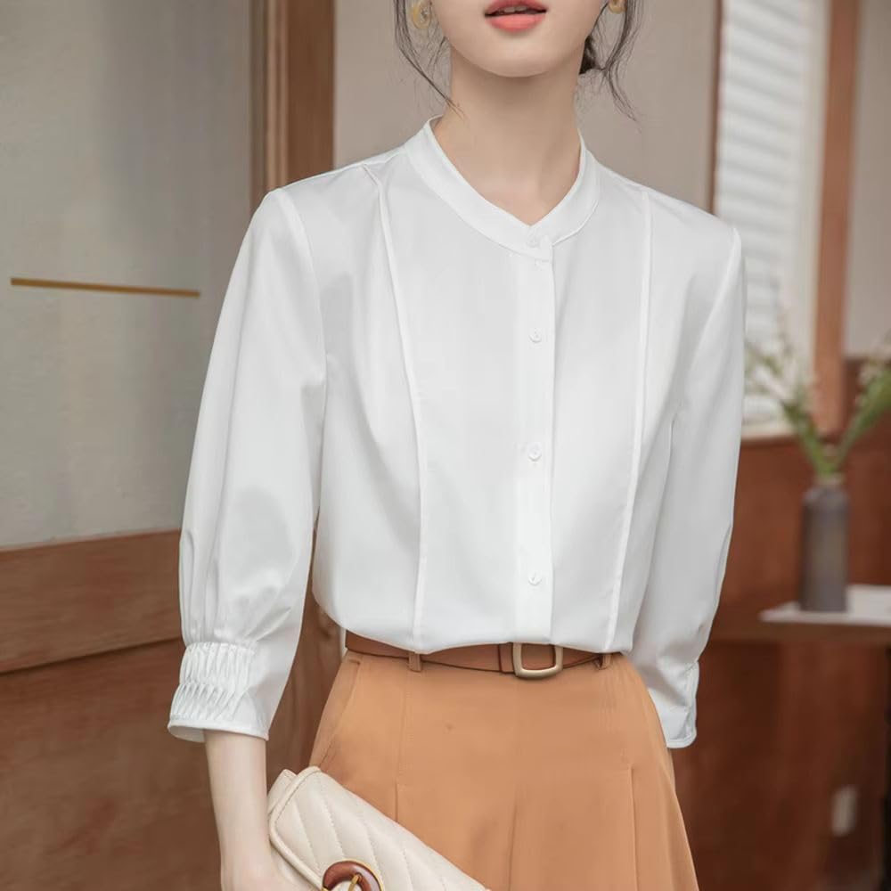Blusa de gasa para mujer, manga 3/4, elegante, formal, informal, a juego