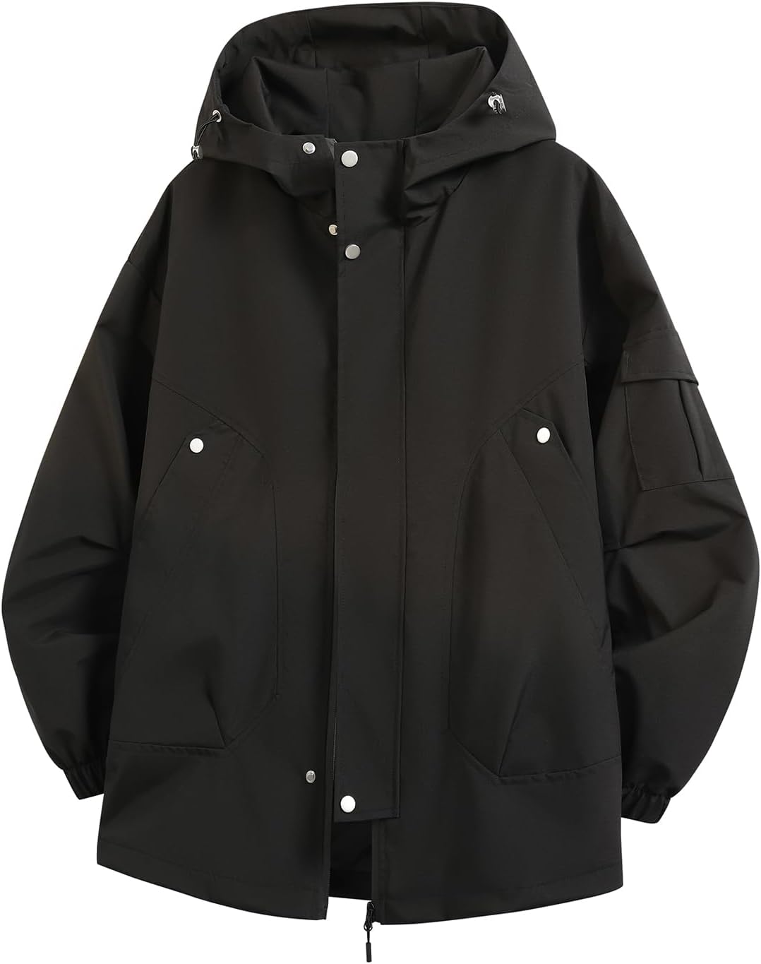 Men's Hiking Hooded Jacket — Oxford Check Waterproof Fabric, Multi-Pocket Design