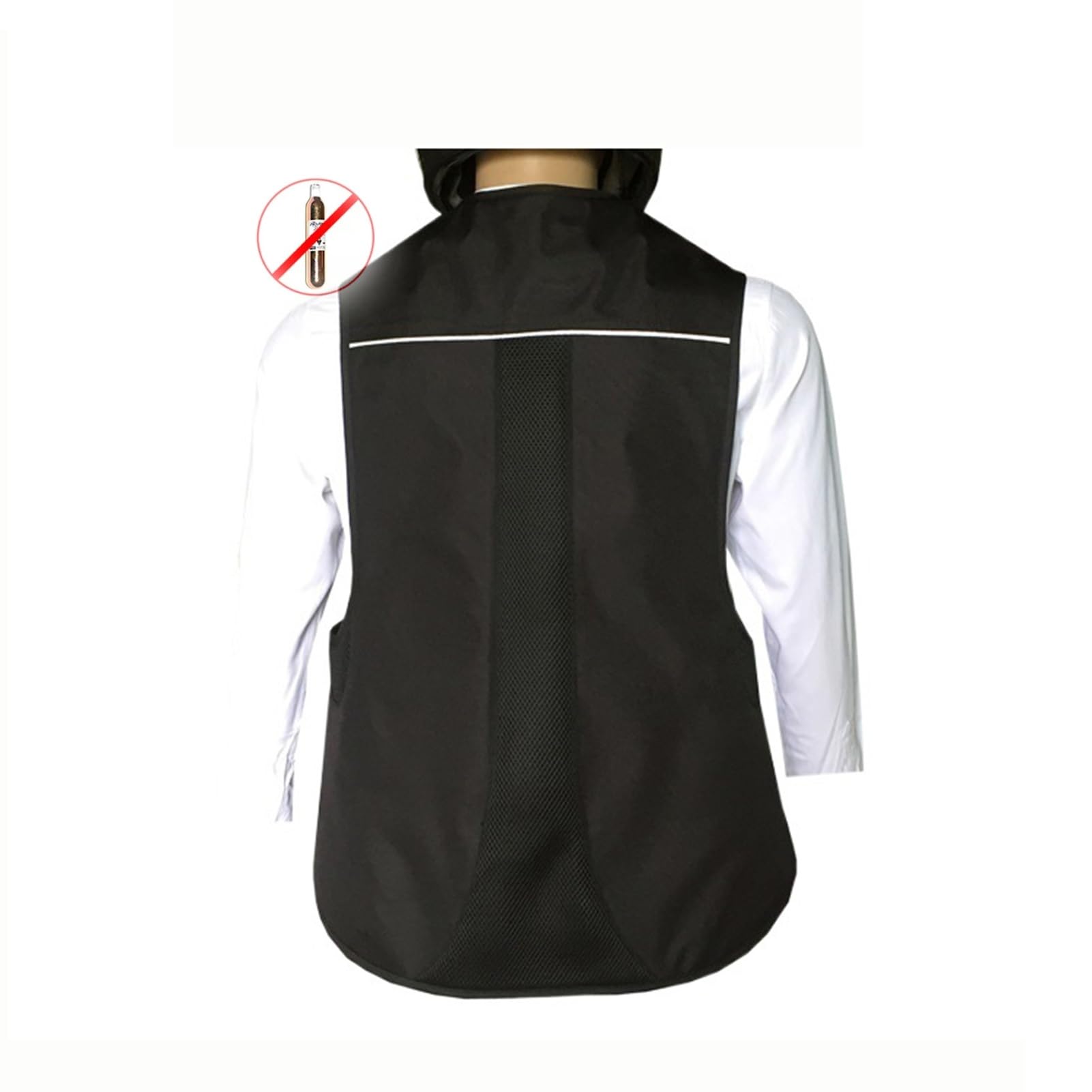 Chaleco con airbag ajustable for motocicleta Negro, verde, con bandas reflectantes, unisex, ligero, alta movilidad(Black,S)