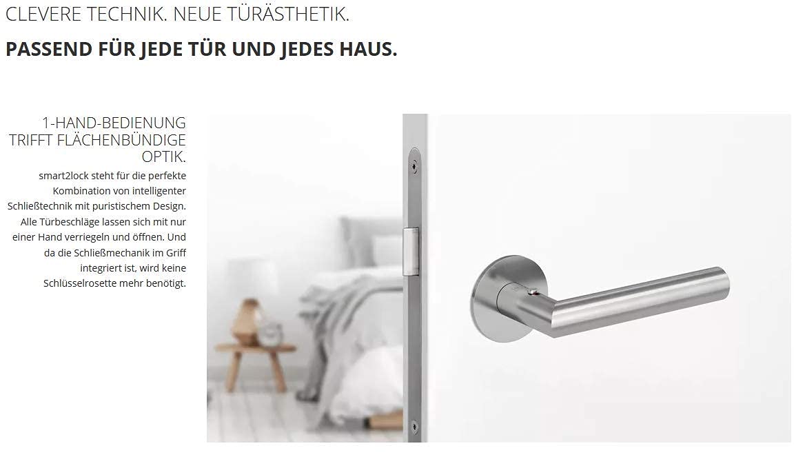 Türdrücker / Türbeschlag - LUCIA PROFESSIONAL Graphitschwarz smart2lock - mit Schließmechanik im Griff - schließen/verriegeln ohne Schlüsselrosette (DIN LINKS)