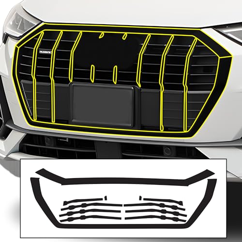 BOGAR TECH DESIGNS for Audi Q3 2019-2025 Front Chrome Delete – Precut Vinyl Overlay Kit, Gloss Black Blackout Trim