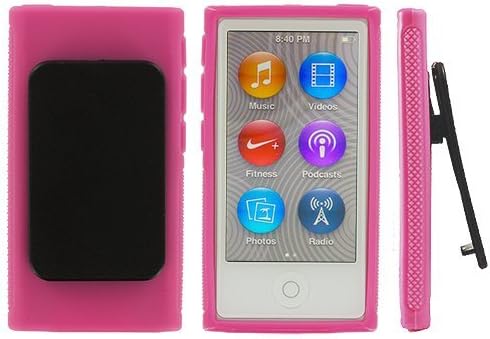 ANiceSeller(TM) Color TPU Rubber Skin Case Cover with Belt Clip for iPod Nano 7th Gen 7 7G(Pink)