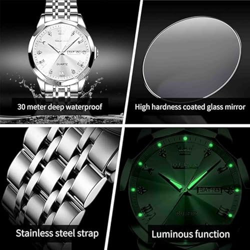 Image of OLEVS Men's Watch Designer Diamond Waterproof Luminous Simulated Quartz Stainless Steel Multi Color Leisure Luxury Business Date Original