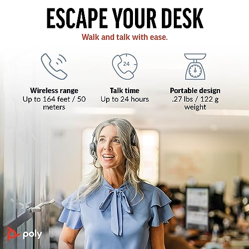 Poly Voyager 4310 UC Wireless Headset & Charge Stand (Plantronics) - Single-Ear Bluetooth Headset w/Noise-Canceling Boom Mic - Connect to PC/Mac/Mobile - Works w/Teams, Zoom, & More - Amazon Exclusive by POLY - Image 4