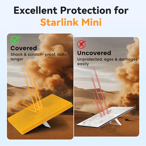 Image of Starlink Mini Protective Cover Case Hailproof Liquid Silicone Protective Case for Starlink Dish Starlink Mini Accessories Waterproof Shockproof Portable for Outdoor Camping,Safety Yellow