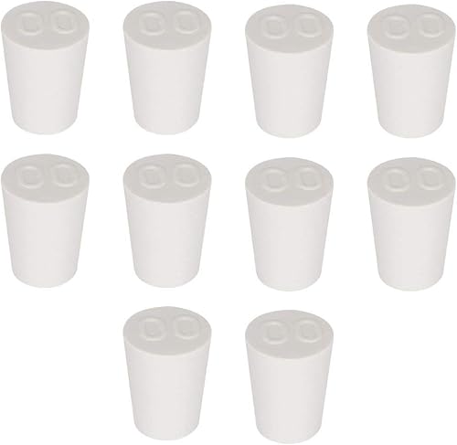 Tapones de goma sólida, tapones de goma con sello de laboratorio cónico blanco (paquete de 10, 00#)