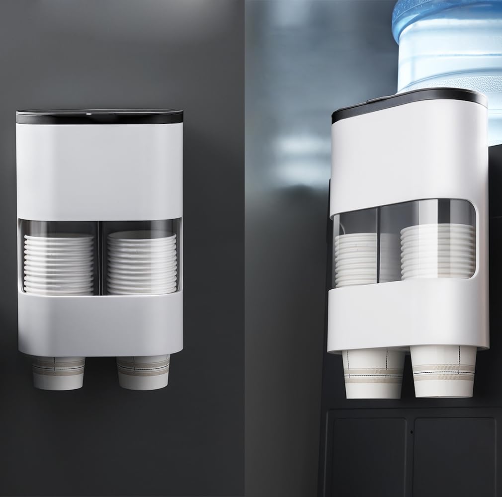 MH - Supporto per Bicchieri di Carta,Distributore di bicchieri monouso,Dispenser Bicchieri(nero)