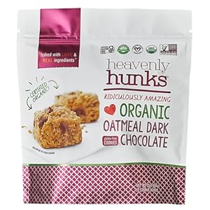 HeavenlyHunks Organic Oatmeal Dark Chocolate Cookies, Gluten-Free, 22 Cookie Hunks, 7.2 oz