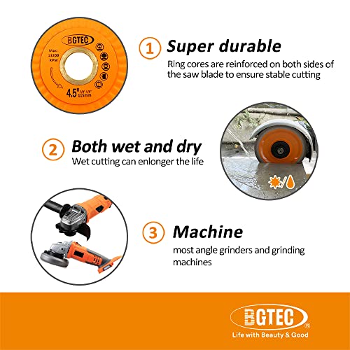 BGTEC Diamond Porcelain Saw Blades, 4 Inch/105MM Super-Thin Mesh Rim Diamond Cutting Disc with 7/8"-5/8" Arbor for Granite Tile Marble Ceramic Sandstone — view 5