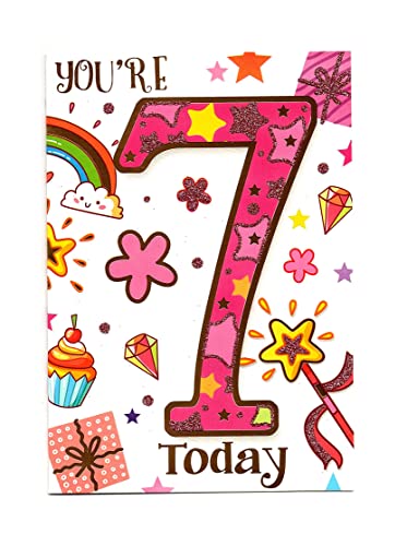 Sensations / Xpress Yourself Express Yourself Birthday Card for Age 7 Girl - Includes Envelope,19 x 13.3 cm