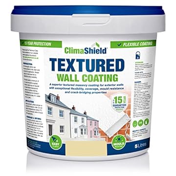 SmartSeal Textured Wall Coating - Waterproof 15yrs+ Breathable & Flexible - 12 Colours - Brick Stone Concrete & Render (Autumn Barley, 5 Litre)