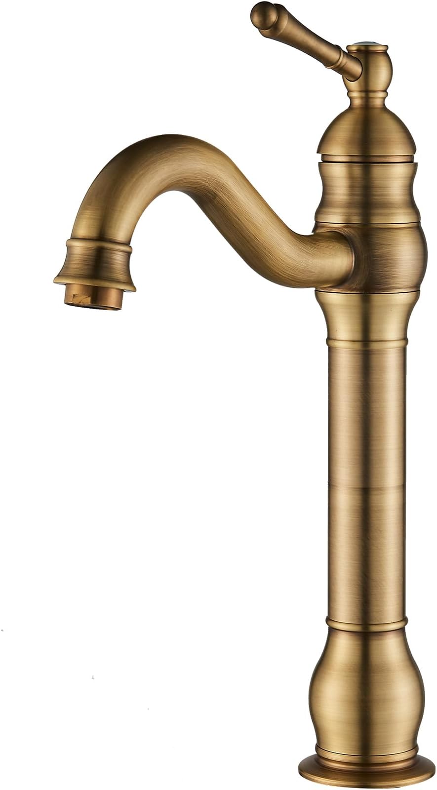 Bathroom Tap, Antique Brass, Retro, High Washbasin Tap, 360° Swivel, Single Lever Basin Fitting, Brass for Bathroom
