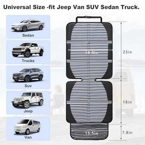 Image of Car Seat Protector for Child Car Seat, 2 Pack Baby Car Seat Covers with Mesh Pockets & Non-Slip Backing 600D Durable Seat Protector Under Baby Car Seat for Car Back Seat (Stripe, Large)