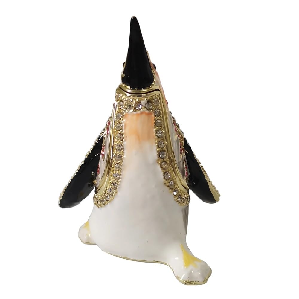 YOPI Penguin Enameled Rhinestone Trinket Box Figurine Animal Jewelry Storage Box With Magnetic Closure For Earrings, Rings, Necklaces,