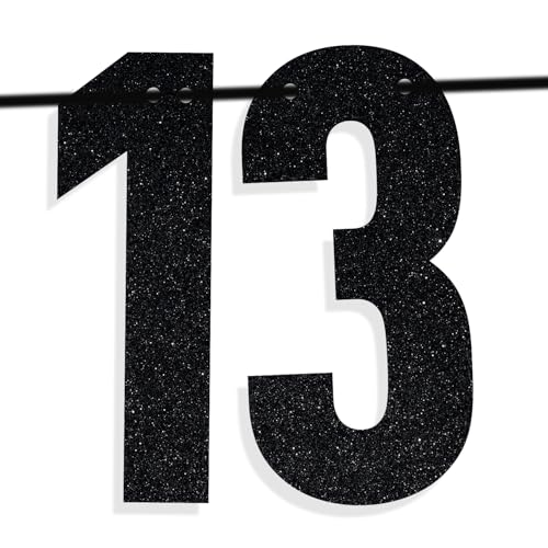 Image of Black Glitter Holy Shit You're 13 Banner, Happy 13th Birthday /13 Officially Teenager, Funny 13th Birthday Party Decorations Supplies