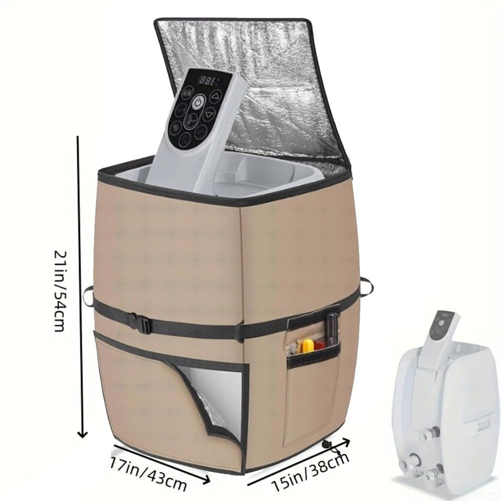 Spa-Pumpenabdeckung, 600D Oxford mit Aluminiumisolierung, wasserdichte Heizjacke für Outdoor-Whirlpool-Pumpen, winddichte Gurte und Aufbewahrungstasche, Khaki