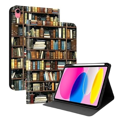 Generic case Compatible with iPad Pro 11 inch (M4) 2024 (Motif : Bookshelf) Premium Leather flip case Pattern