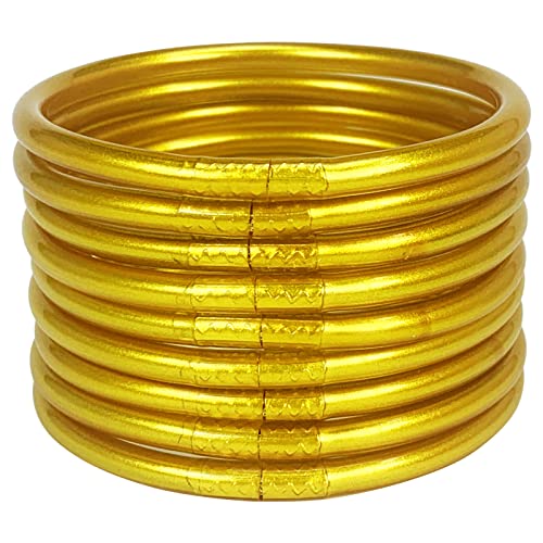 Ybmycm 9Pcs Jelly Bangles Bracelets Set For Women Jelly Silicone Open Bracelets For Girls Lady #TOP12