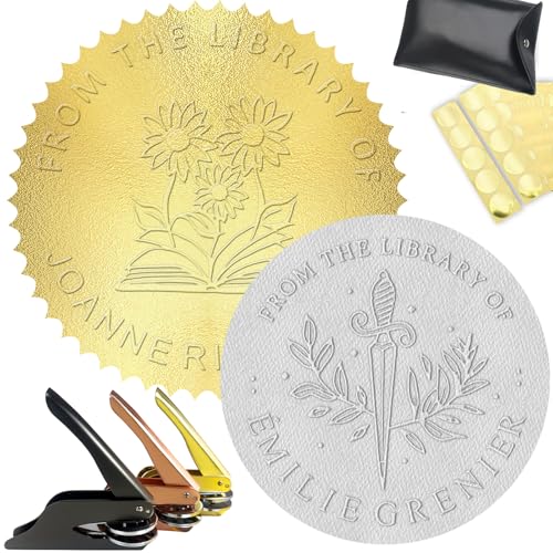 Buchstempel Personalisiert, Prägestempel Personalisiert, Book Embosser Personalisiert für Bücher, Bibliothek, Umschläge, Buchstempel Exlibris für Bücherliebhaber