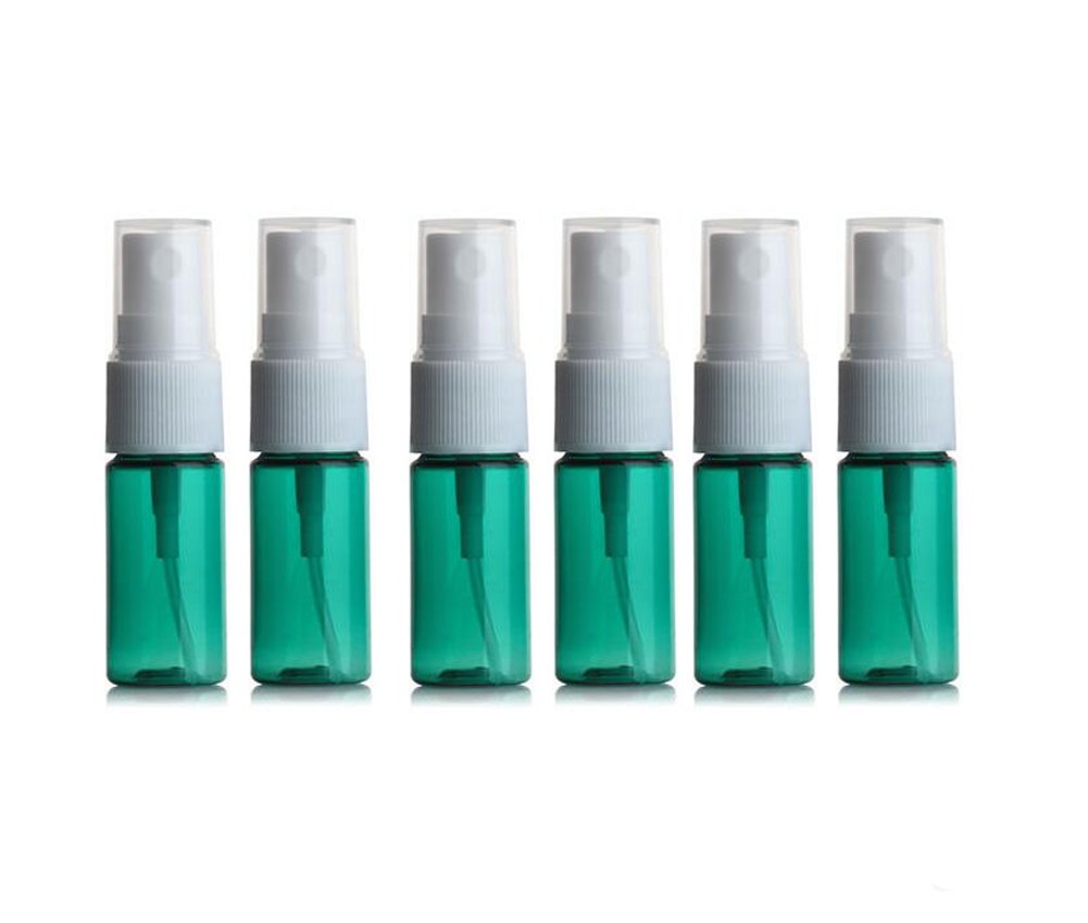 12 botellas vacías rellenables de plástico portátil con pulverizador blanco de 0.3 fl oz y frascos de perfume con frasco de perfume blanco frasco de muestra frasco de botella de aerosol de niebla fina atomizadores para agua de maquillaje (verde)