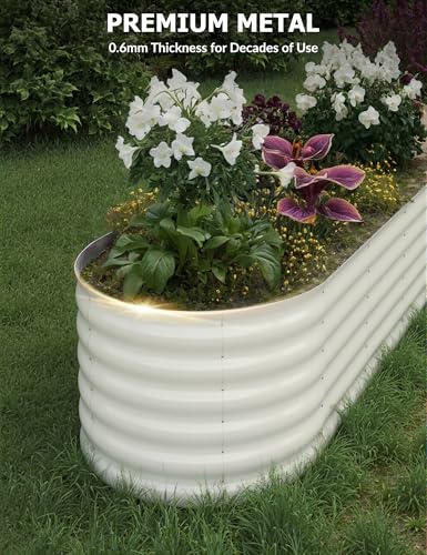 8x2x1.5ft Galvanized Raised Garden Bed - 18“ Tall Metal Planter Box for Vegetables, Flowers, Herbs, Rust-Resistant Outdoor Garden Box, Easy Assembly Raised Beds for Gardening, Beige