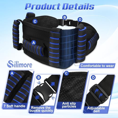 Silimore Gait Belt for Seniors with Handles, Gate Belts Medical with Quick Release Latch - Elderly Physical Therapy Transfer Belt for Lifting Seniors,Patients,Disabled(Blue) — view 3