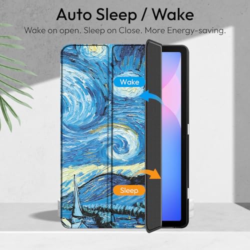 Image of Robustrion Cover for Samsung Galaxy Tab S10 Lite 10.9 inch / Tab S9 FE /Tab S10 FE /Tab S9 11 inch with [S Pen Holder], Flip Case for Samsung Tab S10 Lite /S10 /S9 FE Tablet Cover [Auto Sleep Wake] - Night