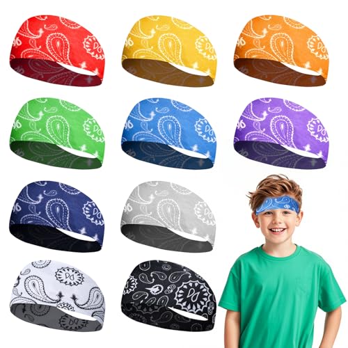 Fumwase 10 faixas de cabelo atléticas para meninos, 40,64 cm, faixas elásticas para absorção esporti