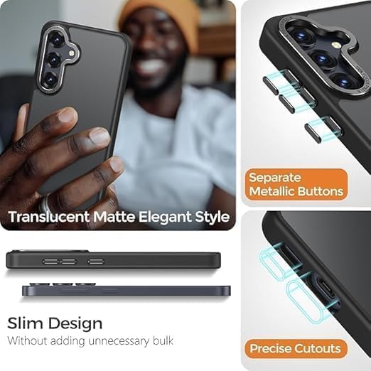 Image of DIZORO Polycarbonate Matte Case for Samsung A26 5G Translucent Frosted Hard Back Phone Case Anti-Fingerprint Anti-Slip Shockproof Protective Case Cover for Samsung A26 5G Black