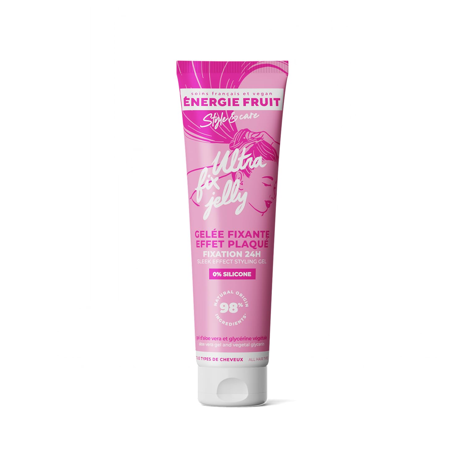 ENERGIE FRUIT - Fixierendes Gel für plattiertes Haar – 98 % Inhaltsstoffe natürlichen Ursprungs – Aloe Vera – ohne weiße Rückstände – ohne Kartoneffekt – langer Halt – 140 ml