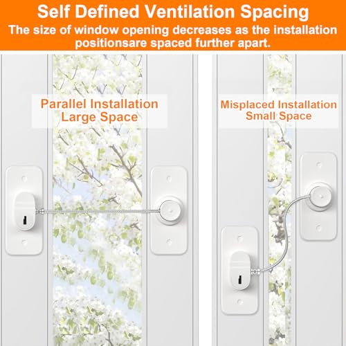 Miniatura 3 de Becomto 2 Piezas Cerradura De Seguridad Para Bebé,Cerradura De Seguridad De Ventana Para Niños Y Mascotas,Cerraduras Para Puertas De Nevera Con Llave,Restricción De Ventana Con Cable De Bloqueo,Blanco