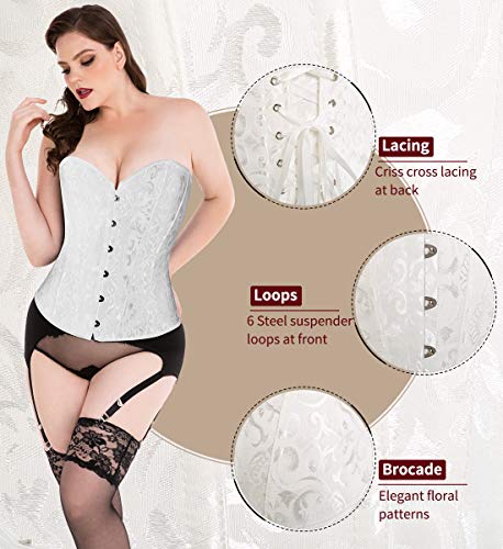 SLIMBELLE® Dameskorset, gothic, brokaat, bustier, sexy, steampunk, satijn, voor Halloween, kostuum, bruidskleding met… - Image 5