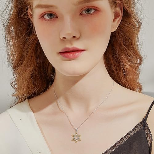 YAFEINI Star Of David Necklace 925 Sterling Silver Simplicity Cross/Meroah Pendant Necklace Jewish Jewelry Star Of David Gifts For Women Men2