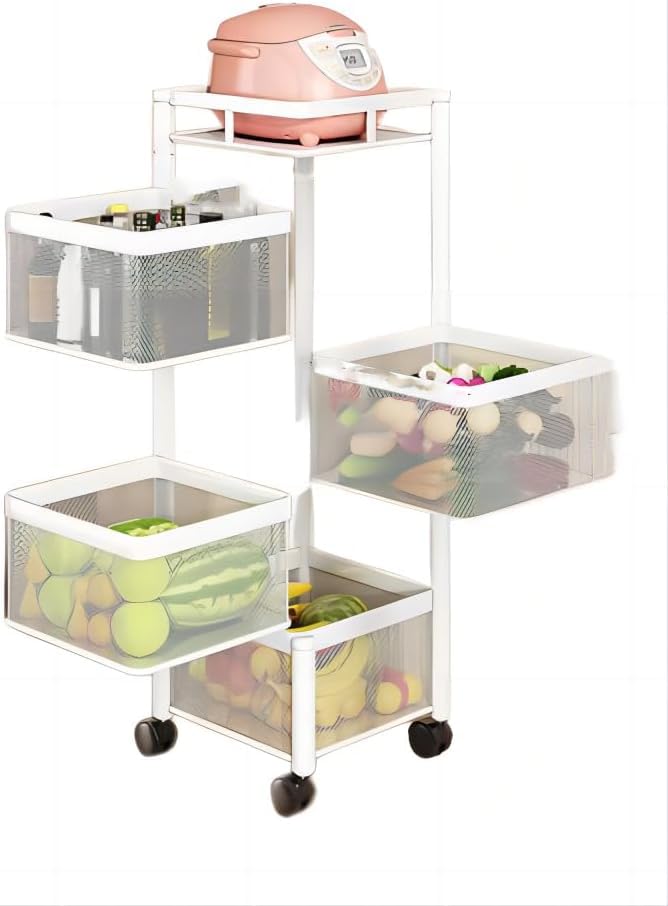 Estantería giratoria con ruedas para optimizar espacio en el baño y cocina