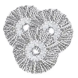 Arto Plastic Mop Refill Head Round Spin Replacement Microfiber 30 Cm Universal Floor Cleaning Kitchen Accessories Items New All for Home Improvement Product (Grey) (Pack of 3)