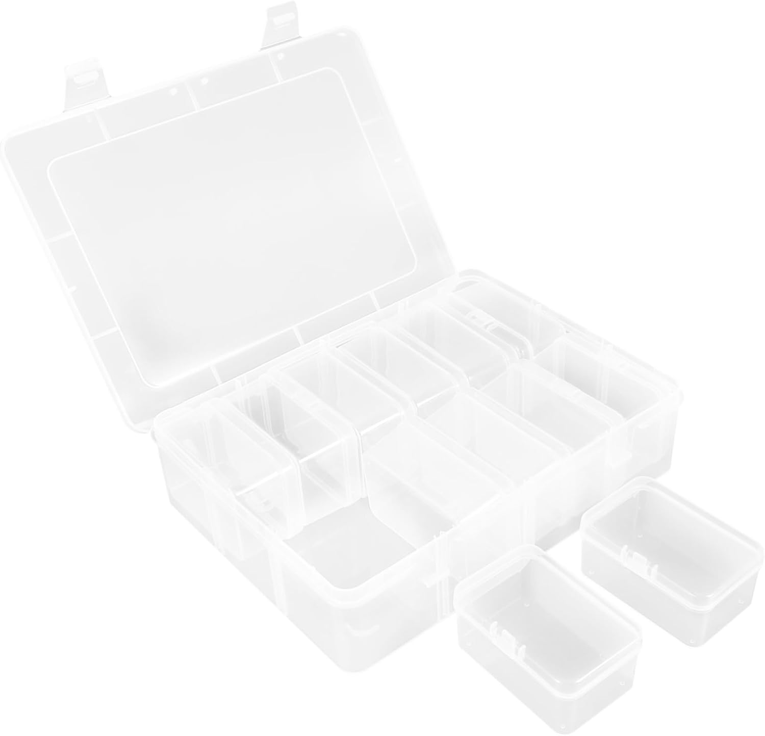 Luxshiny Mini Beads Storage Box with Hinged Lid Plastic Organizer for Crafts 10-Piece Set for Beads Earplugs and Small Accessories