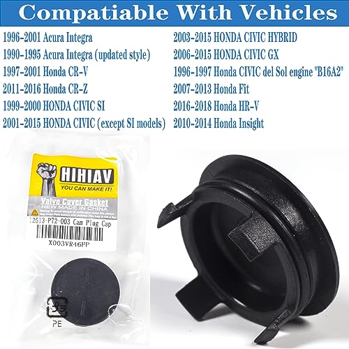 12513-P72-003 for Honda Civic Cylinder Head Cam Plug 1.7 1.8 with Seal 1990-2000 2001 2002 2003 2004 2005 2006 2007 2008 2009 2010 2011 2012-2018,CRV CR-V CR-Z Fit HR-V Insight 12513P72003 1.6 2.0L by HIHIAV - Used condition - Image 2