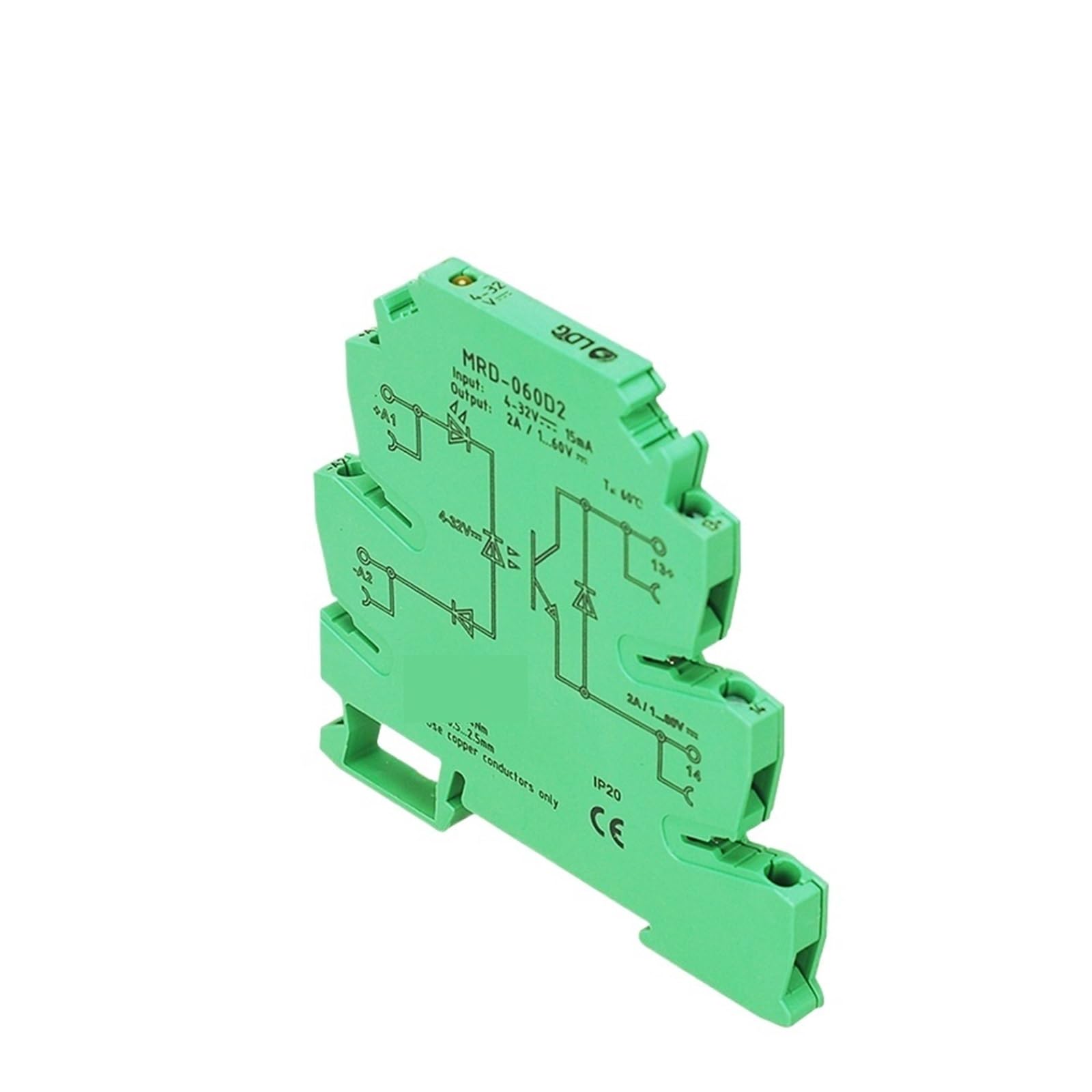 MRD-060D2 10 sztuk 2A Smukły programowalny wskaźnik LED Skrzynka przekaźnikowa SSR Wejście DC DC: Płytka sterująca modułu przekaźnika półprzewodnikowego 5 V 12 V 24 V DC (zielony)